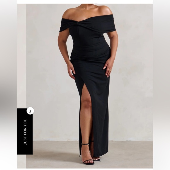 Elegant Black Off-Shoulder Dress - Picture 4 of 8